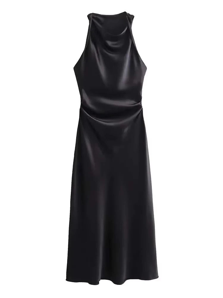 Luxe Women's Elegant Midi Dress – Chic Satin Slip for Summer Parties 5