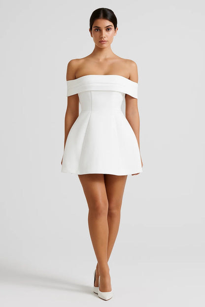 Luxe Women's Mini Dress – Elegant Off-Shoulder A-Line Style 3