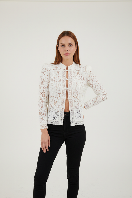 Lyla Women's White Blouse – Puff Sleeve Elegance for Summer Outings 0