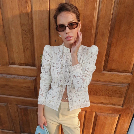 Lyla Women's White Blouse – Puff Sleeve Elegance for Summer Outings 1
