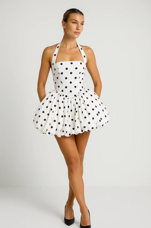 Mina Damen Minikleid – Verspielt mit Neckholder und Ballrock 0