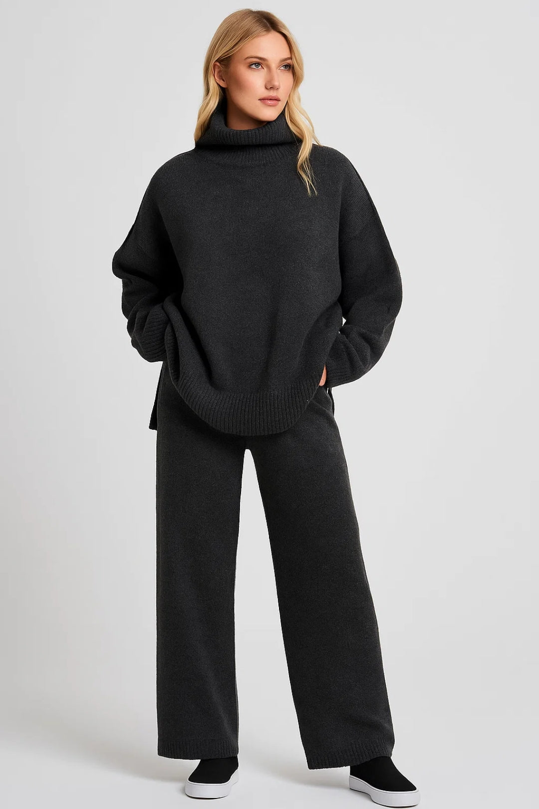 Mira Damen Loungewear Set – Bequemer Rollkragenpullover & Weite Hose für Stilvolle Entspannung 0