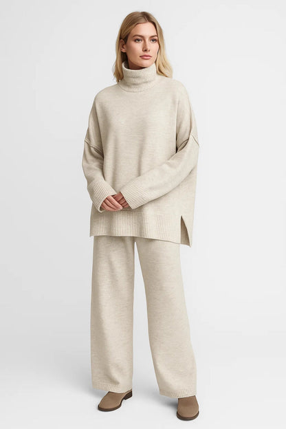 Mira Damen Loungewear Set – Bequemer Rollkragenpullover & Weite Hose für Stilvolle Entspannung 1