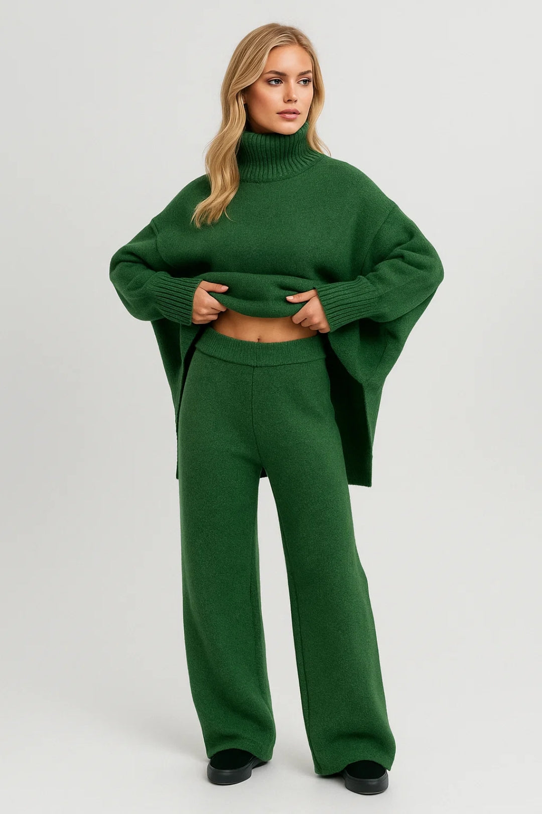 Mira Damen Loungewear Set – Bequemer Rollkragenpullover & Weite Hose für Stilvolle Entspannung 2