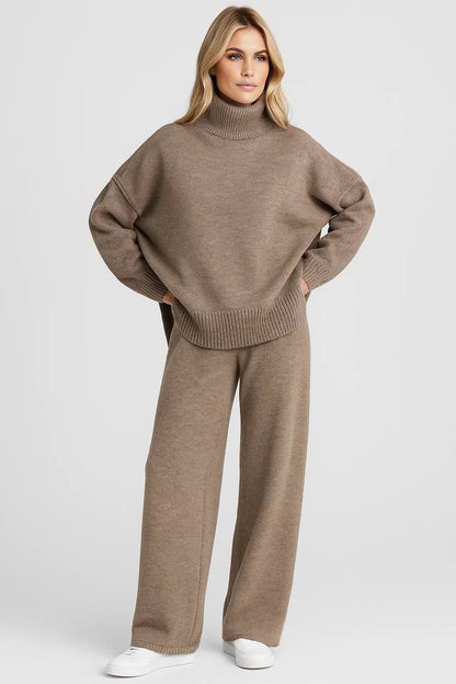 Mira Damen Loungewear Set – Bequemer Rollkragenpullover & Weite Hose für Stilvolle Entspannung 3