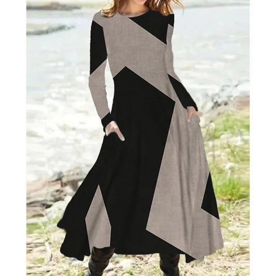 Borghilda | Stilvolles Langarm-Midikleid für Damen