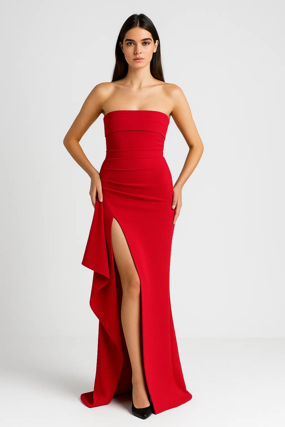 Nora Damen Maxikleid – Trägerloses Design mit Schlitz für Glamouröse Anlässe 5