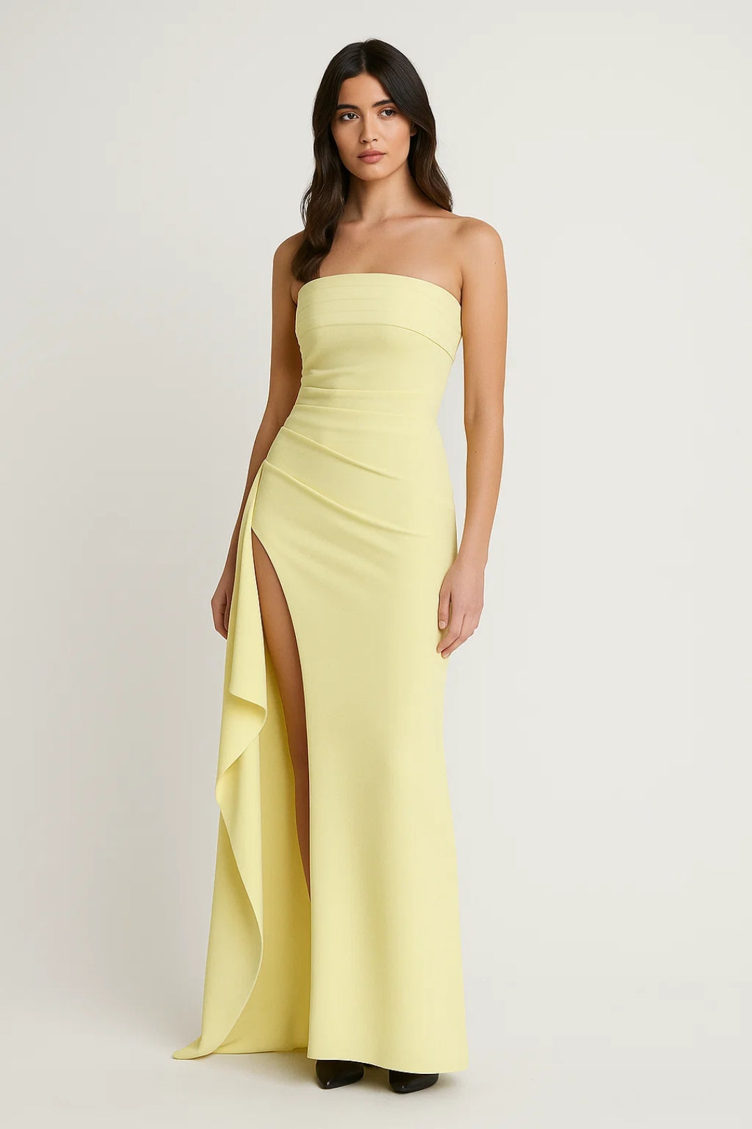 Nora Damen Maxikleid – Trägerloses Design mit Schlitz für Glamouröse Anlässe 7