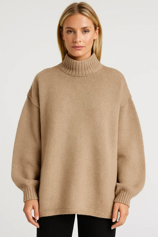 Nora Women's Oversized Sweater – Cozy High Collar for Everyday Wear 0