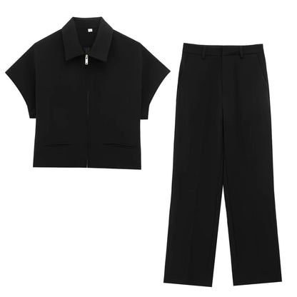 Nora Women's Set – Stylish Short Coat and Wide Pants Outfit 2