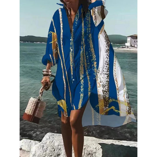 Blanka | Langarm V-Ausschnitt Kleid für Damen