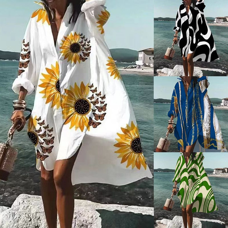 Blanka | Langarm V-Ausschnitt Kleid für Damen