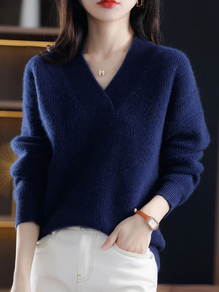 Cemile | Gemütlicher V-Ausschnitt Pullover für Damen