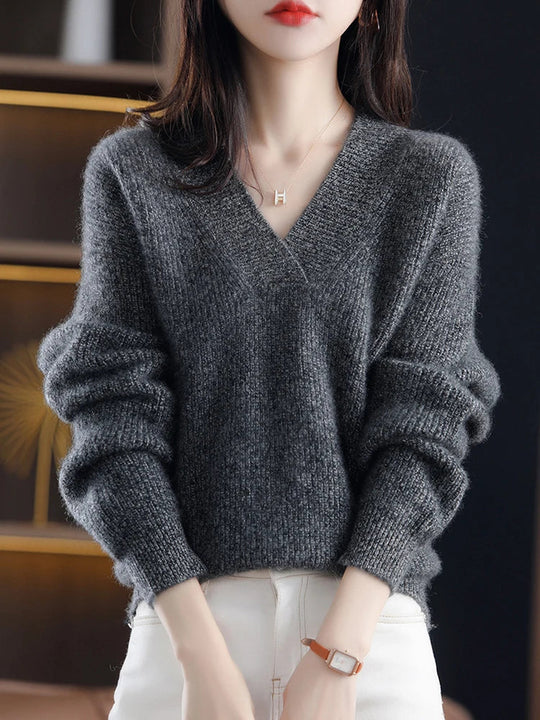 Cemile | Gemütlicher V-Ausschnitt Pullover für Damen
