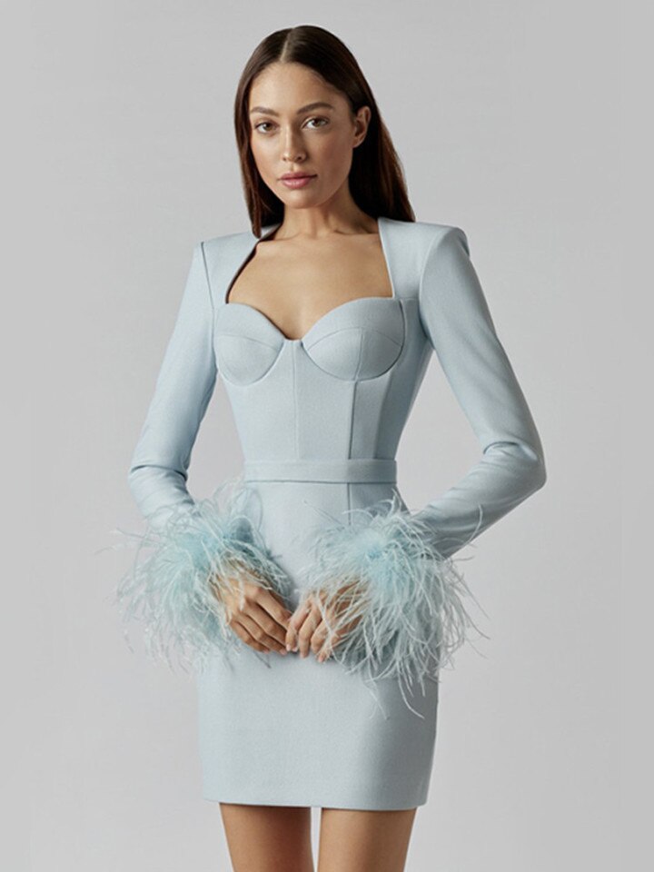 Coralie | Minikleid mit Federn für Damen