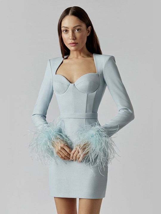 Coralie | Minikleid mit Federn für Damen