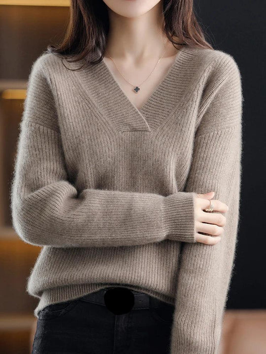 Cemile | Gemütlicher V-Ausschnitt Pullover für Damen