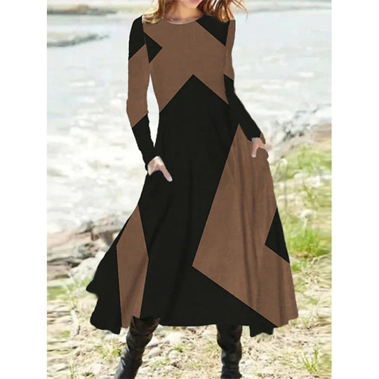 Borghilda | Stilvolles Langarm-Midikleid für Damen