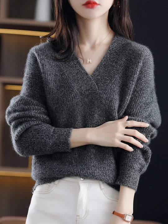 Cemile | Gemütlicher V-Ausschnitt Pullover für Damen