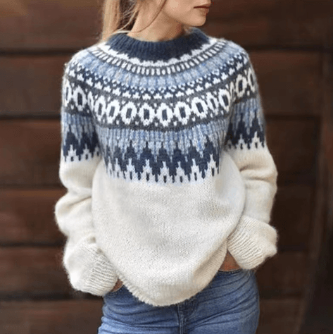 Strickpullover mit O-Ausschnitt für Damen