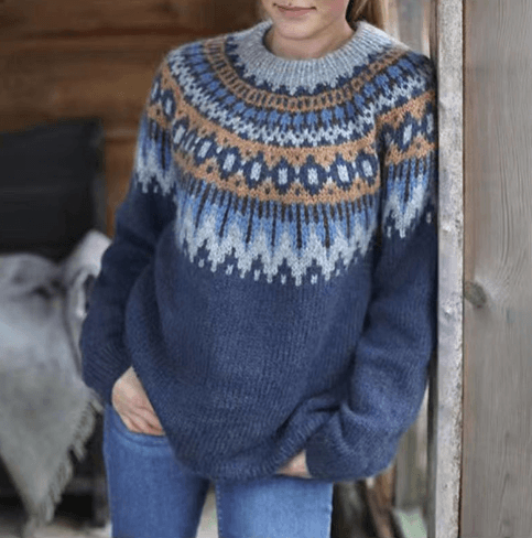 Strickpullover mit O-Ausschnitt für Damen