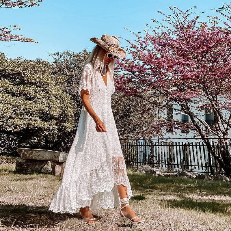 Berte | Boho Kleid mit Spitze für Damen
