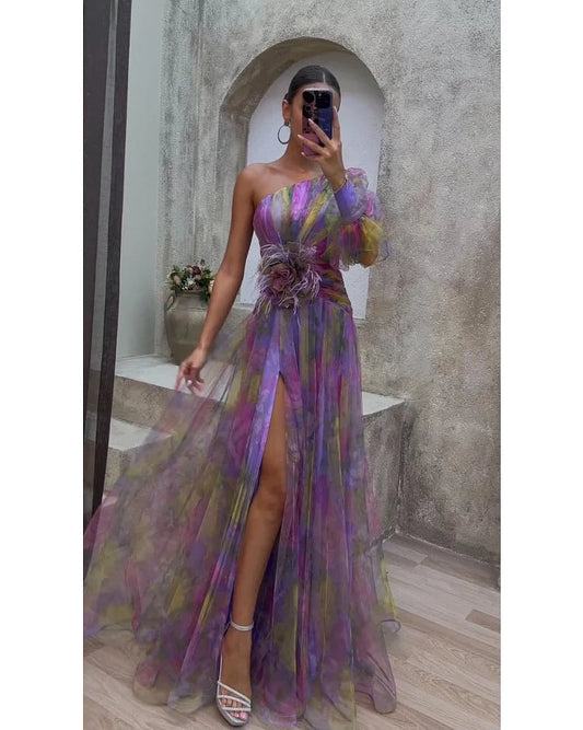 Xara Women's Elegant Maxi Dress – Artistic Print for Formal Events 2