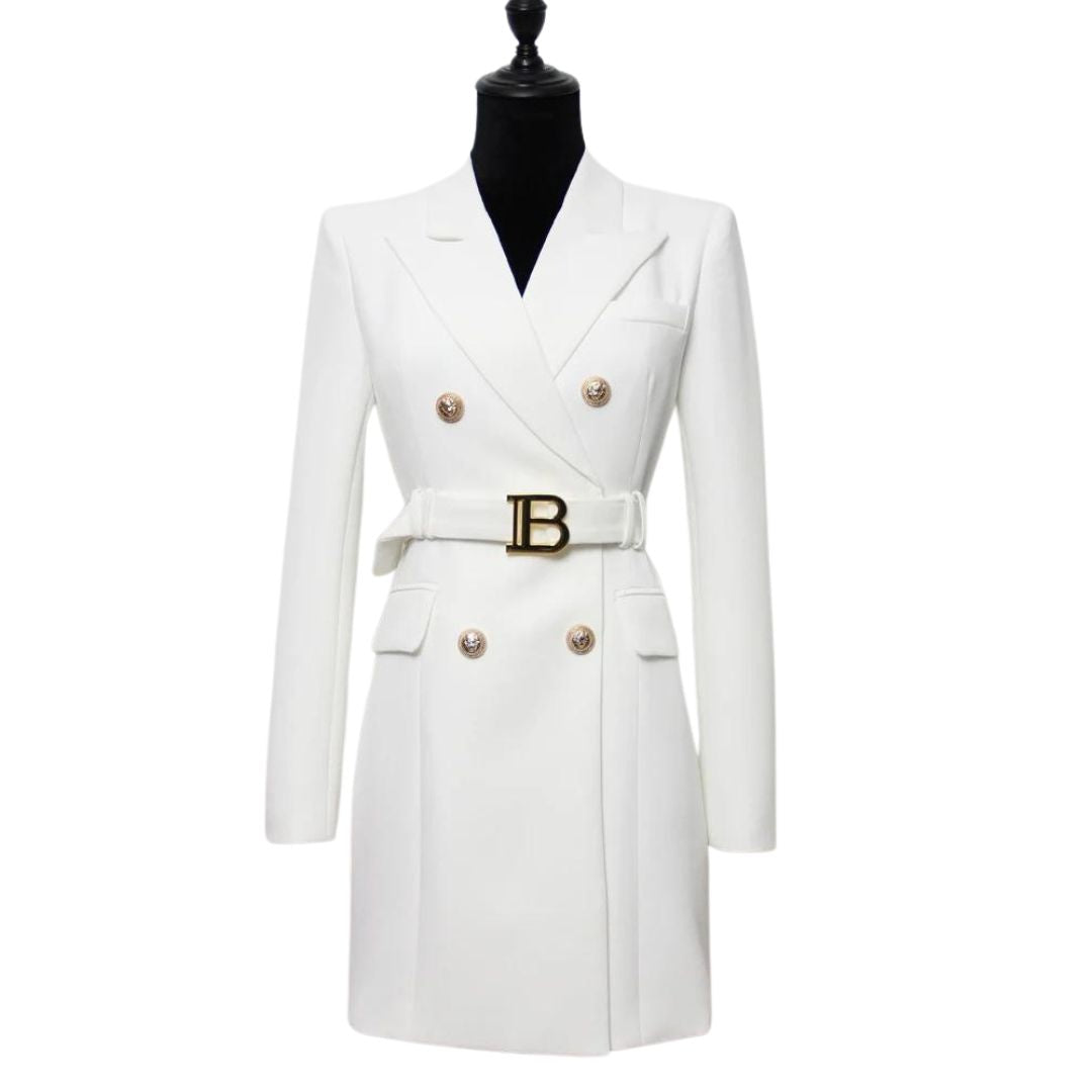 Zalento Damen Doppelseitiges Blazerkleid – Elegantes Design mit Goldknöpfen 1
