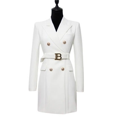 Zalento Damen Doppelseitiges Blazerkleid – Elegantes Design mit Goldknöpfen 1