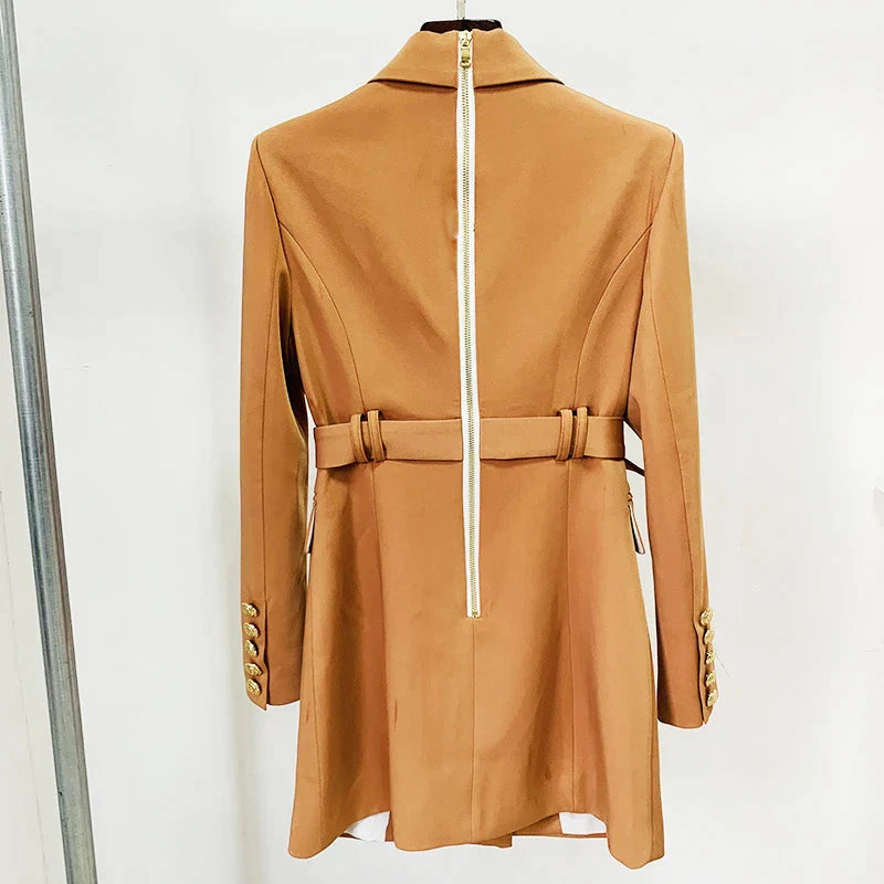 Zalento Damen Doppelseitiges Blazerkleid – Elegantes Design mit Goldknöpfen 7
