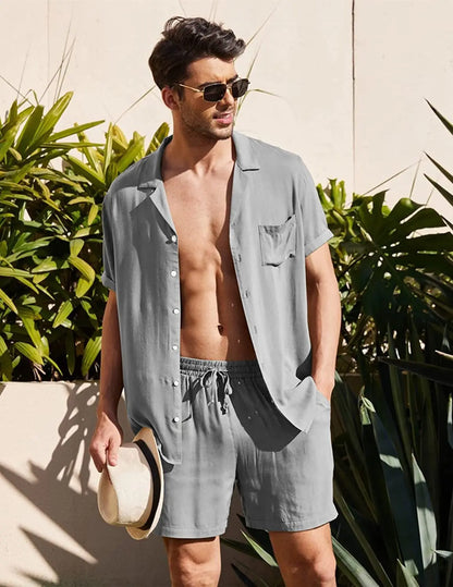 Zesty Men's Linen Shirt Set – Breathable Comfort for Summer Fun 2