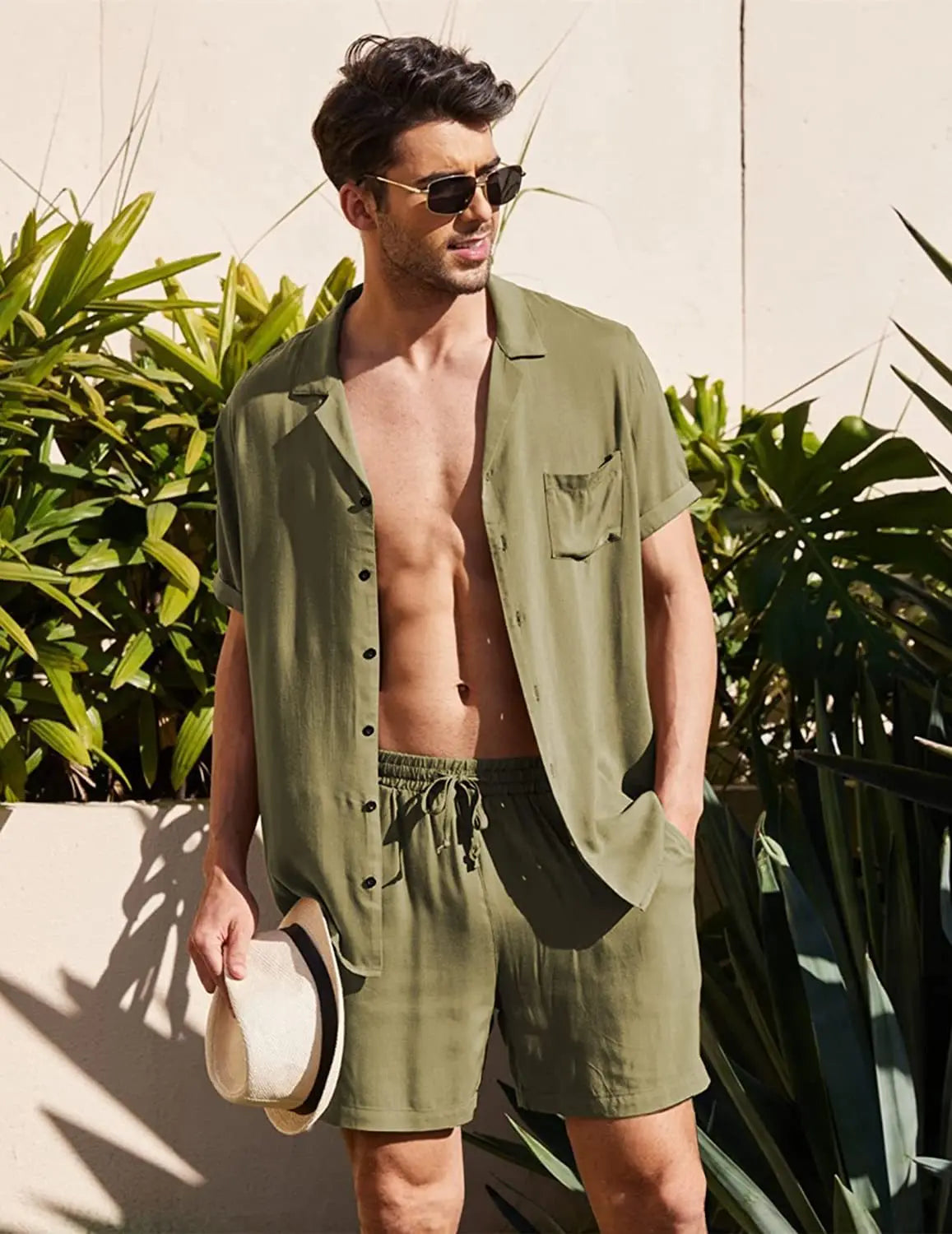 Zesty Men's Linen Shirt Set – Breathable Comfort for Summer Fun 4
