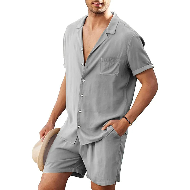 Zesty Men's Linen Shirt Set – Breathable Comfort for Summer Fun 6