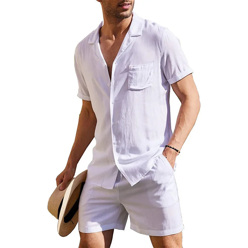Zesty Men's Linen Shirt Set – Breathable Comfort for Summer Fun 7