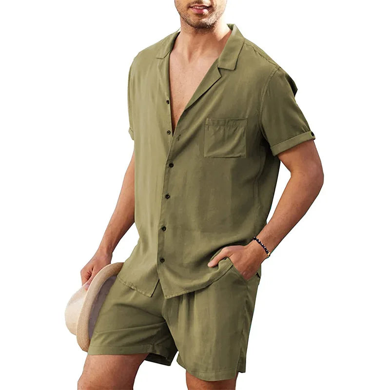 Zesty Men's Linen Shirt Set – Breathable Comfort for Summer Fun 8