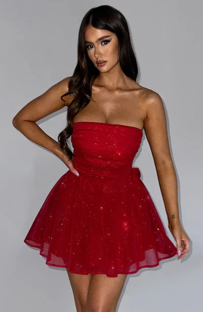 Zesty Women's Glitter Tulle Mini Dress – Playful Elegant Party Outfit 4
