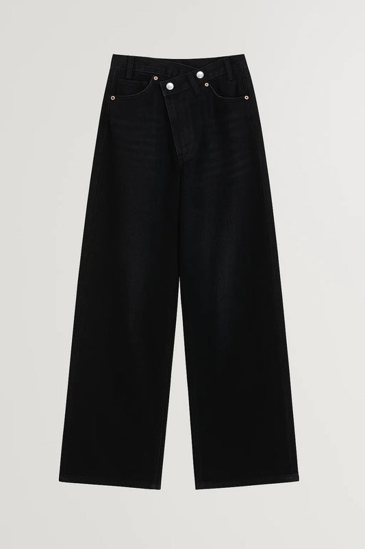 Zesty Women's Wide Leg Trousers – Chic High Waist Asymmetrical Design 0
