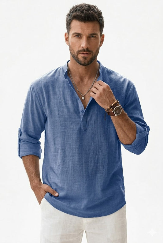 Zylo Men's Linen Shirt – Breathable Slim Fit for Everyday Comfort 0