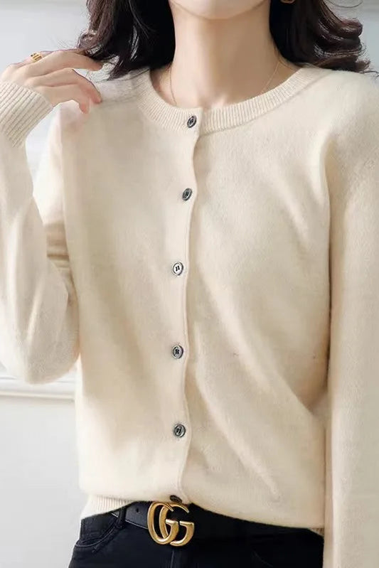 Zyra Women's Cardigan Sweater – Soft O-Neck Cozy Layering Essential 1