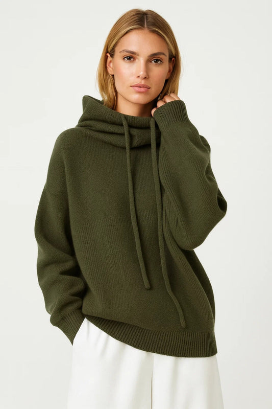 Zyra Women's Oversized Sweater – Cozy High Collar for Chilly Days 0
