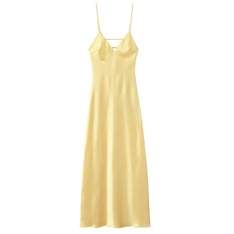 Zyra Women's Satin Midi Dress – Elegant Backless Summer Style 7