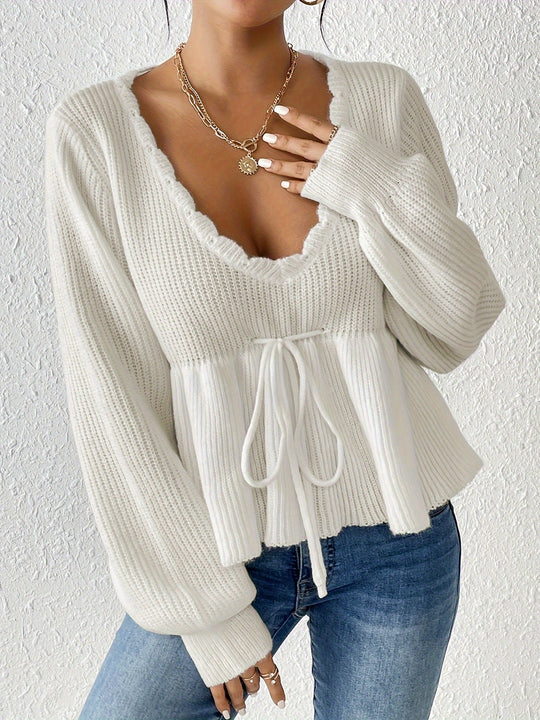 Bannette | Drawstring-Pullover mit Rüschensaum für Damen