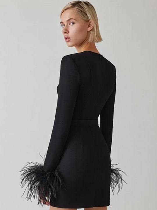 Coralie | Minikleid mit Federn für Damen
