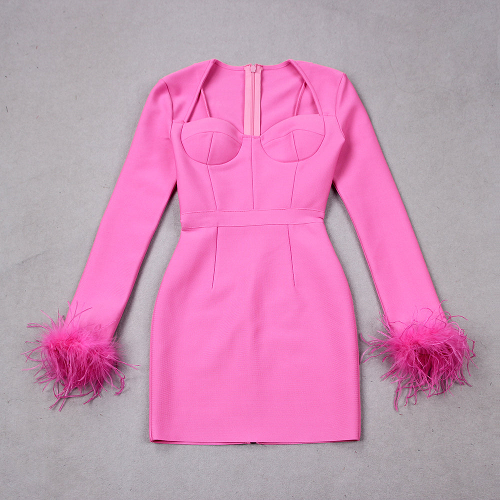 Coralie | Minikleid mit Federn für Damen