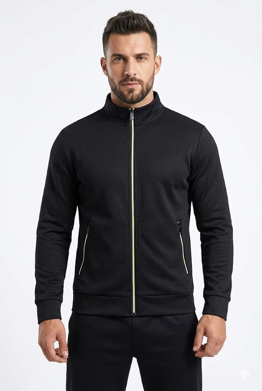 Jacket Men - Warm Colour Block Sweater Jacket with Zip Detail