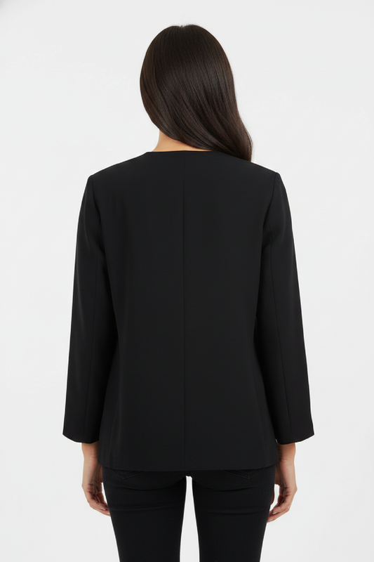 Blazer Women - Oversized Tie Front Black Chic